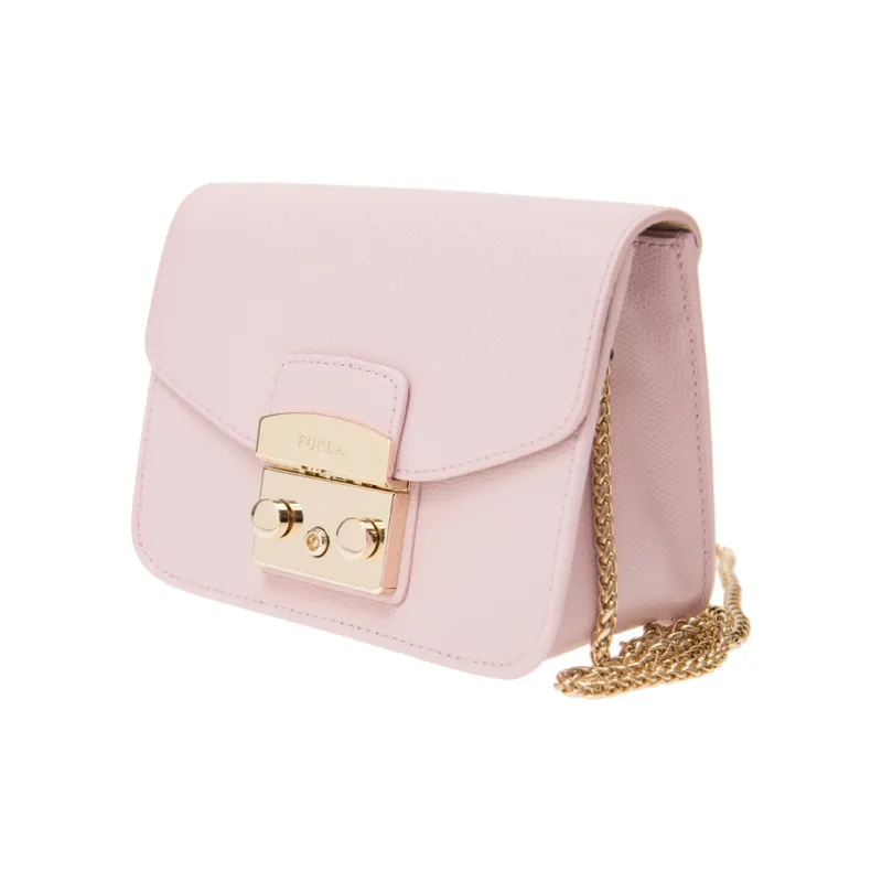 Furla Metropolis Collection Cow Leather Small Square Bag Crossbody Bags Mini Women's Camellia Pink-1