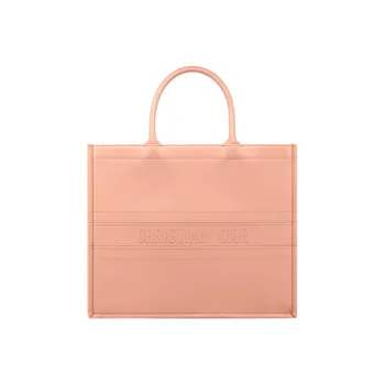 DIOR BookTote Cow Leather Tote Handbag Large Size Women's Rose Pink