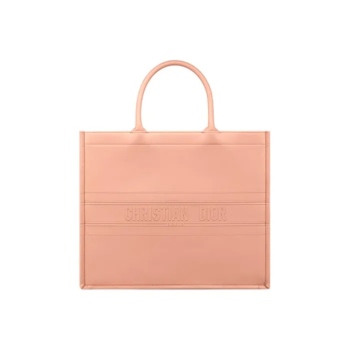 DIOR BookTote Cow Leather Tote Handbag Large Size Women's Rose Pink-0