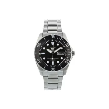 SEIKO Seiko5 Mechanical Movement Steel Strap Watch Men's Watches Black Dial