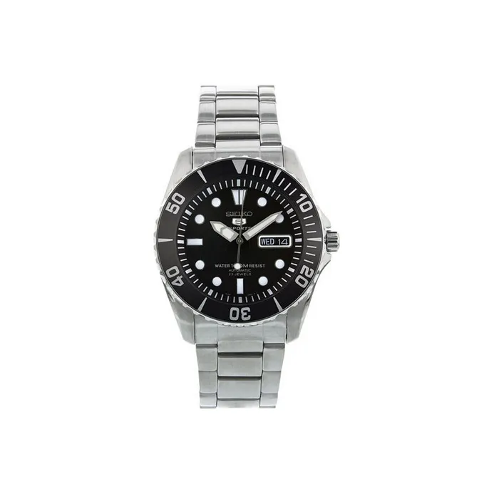SEIKO Seiko5 Mechanical Movement Steel Strap Watch Men's Watches Black Dial-0