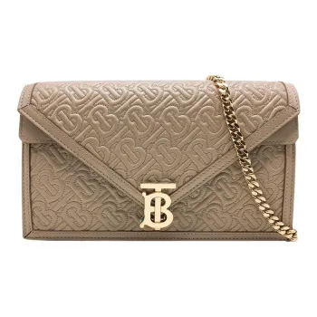 Burberry Monogram Lambskin Envelope Bag Handheld Shoulder Bag Crossbody Bag Women's Light Brown