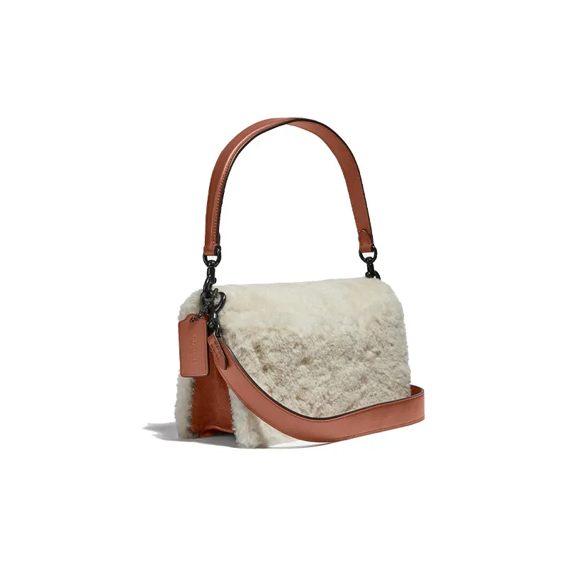 COACH Lambskin And Velvet Combination Shoulder Bag Portable Crossbody Bag Shoulder Bag Women's Umber-1