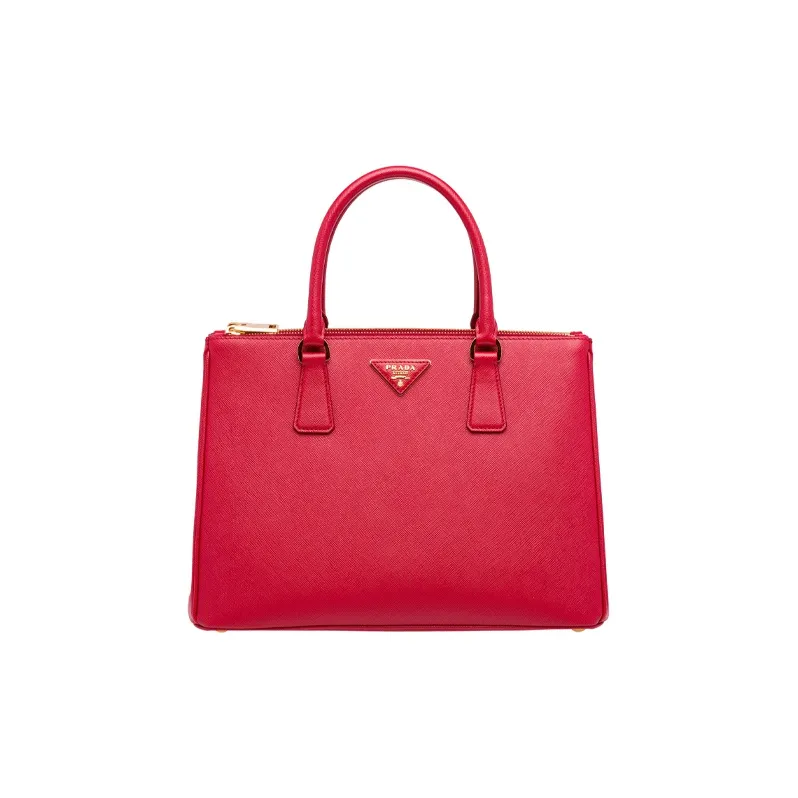 PRADA Saffiano Leather Shoulder Bag Crossbody Bag Handbag Large Size Women's Red-2