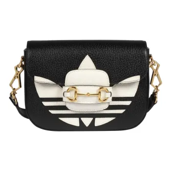 GUCCI Adidas Collaboration Horsebit 1955 Leather Shoulder Bag Crossbody Bag Mini Unisex Black