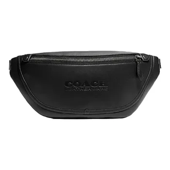 COACH League Cow Leather Shoulder Bag Sling Bag Crossbody Bag Fanny Pack Large Size Men's Black