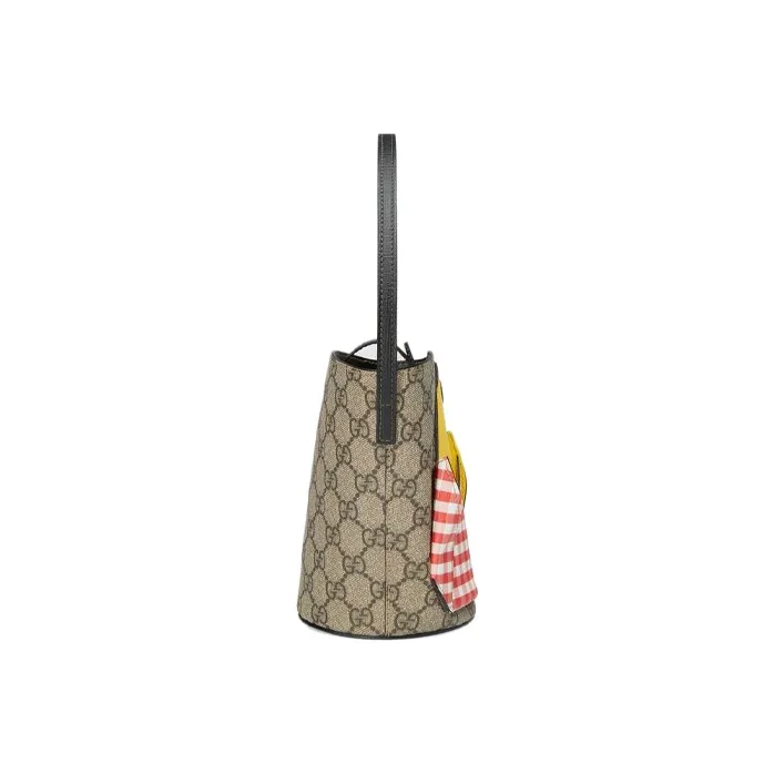 GUCCI Canvas With Leather Bucket Bag, Portable Kids' Bag Kids' Ebony/Multicolor-1