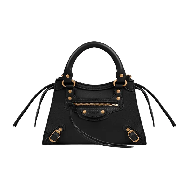 Balenciaga Calfskin Handbag Shoulder Bag Women's Black-0