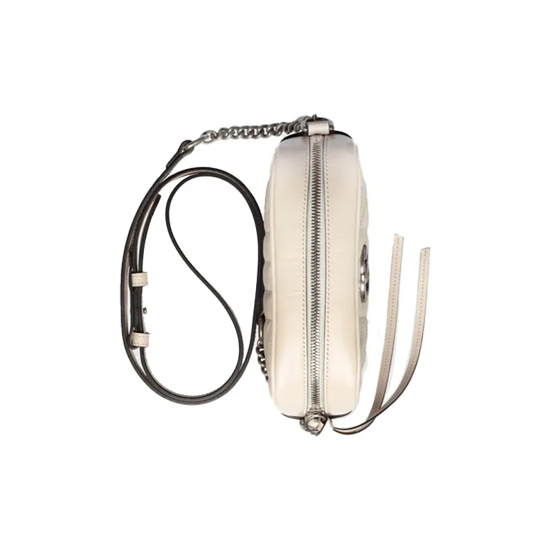 GUCCI GG Marmont Leather Camera Bag Shoulder Bag Crossbody Bag Mini Women's White-4