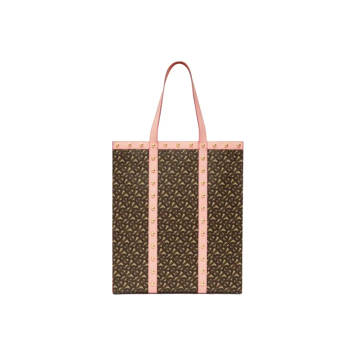 Burberry Burberry Bag Collection Canvas Tote Bag Shopping Bag Handbag Unisex Pink/TB Plaid-3