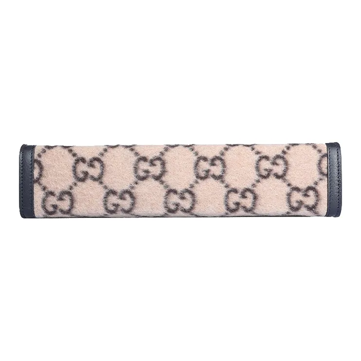 GUCCI Wool Patchwork Leather Clutch Unisex Beige/Black-4