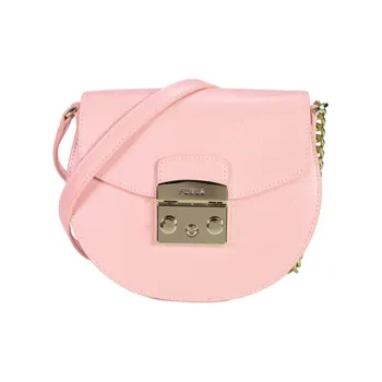 Furla Cow Leather Saddle Bag, Shoulder Bag Small Size Women's Pink