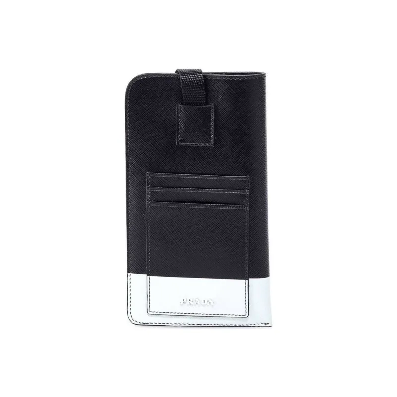 PRADA Saffiano Leather IPhone Cell Phone Pouch Women's Black-1