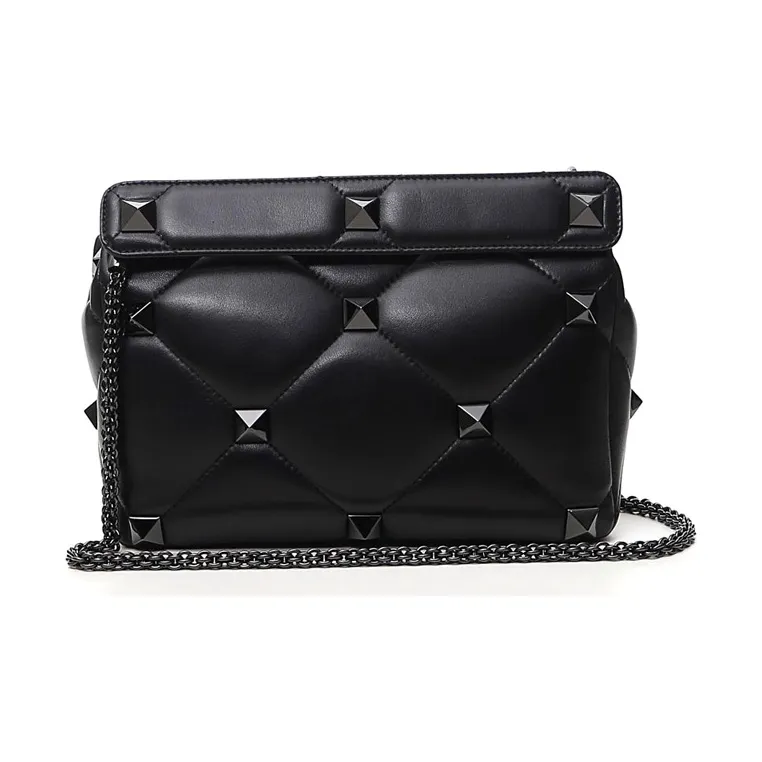 Valentino Leather Shoulder Bag Women's Black-2