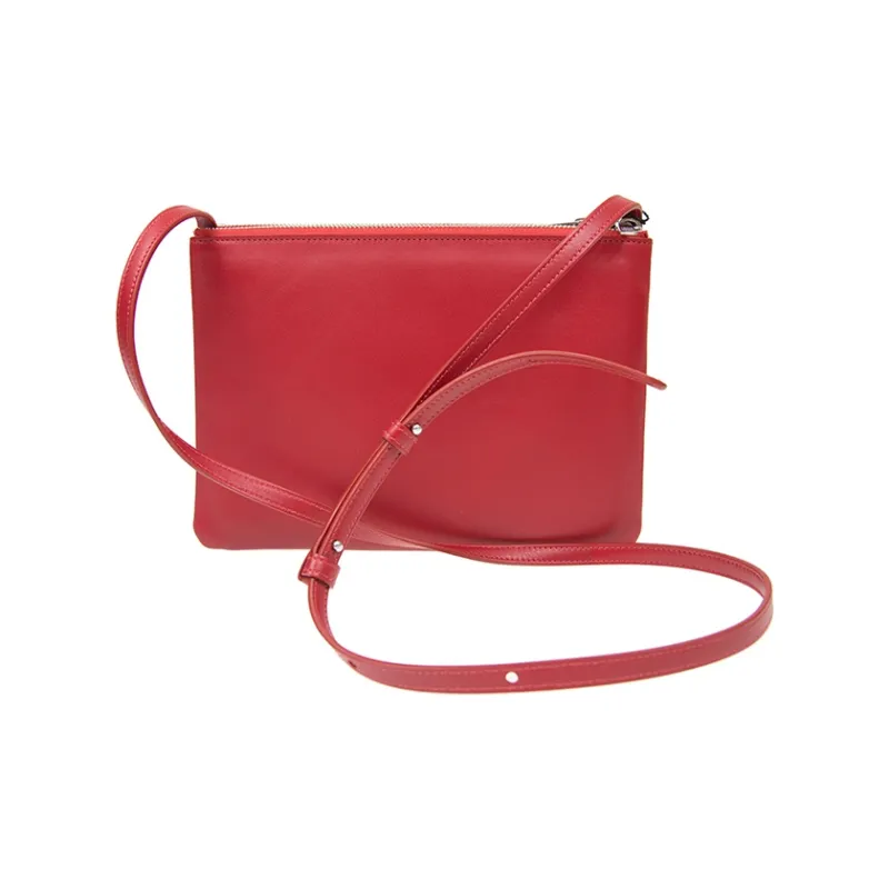 CELINE Trio Cow Leather Shoulder Bag Crossbody Bag Women's Candy Color Multicolor Red-1