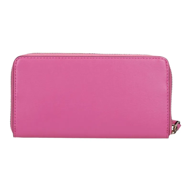 GANNI Leather Zip Closure Wallet Women's Pink-2