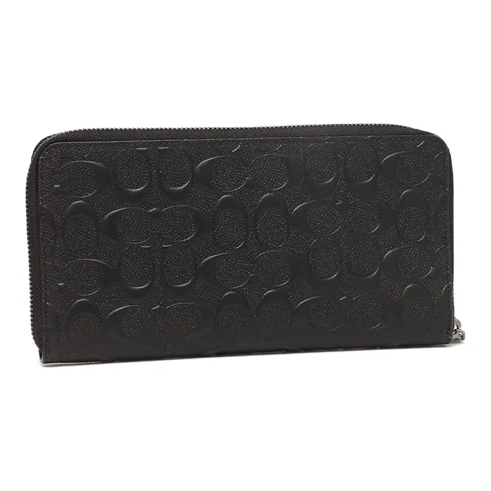 COACH Accordion Wallet Leather Clutches Wallets Men's Black-2