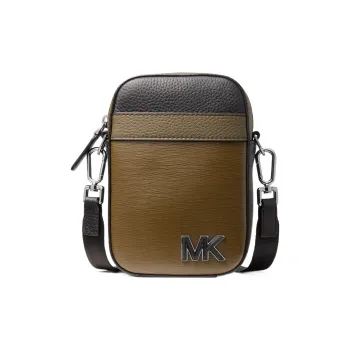 MICHAEL KORS Hudson Cow Leather Cell Phone Pouch Shoulder Bag Crossbody Bag Men's Pure Black