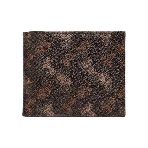 COACH Billfold Wallet Leather Wallet Regular Men's Dark Brown With Blue Lining
