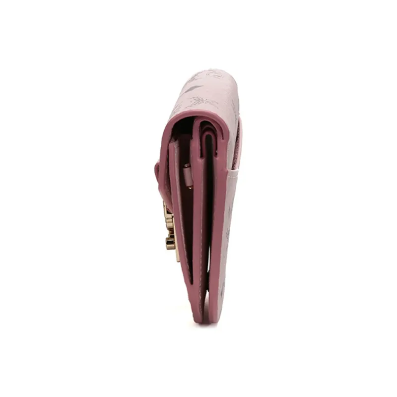 MCM Patricia Visetos Leather Saddle Bag, Shoulder Bag, Crossbody Bag, Coin Purse Small Size Women's Pink-2