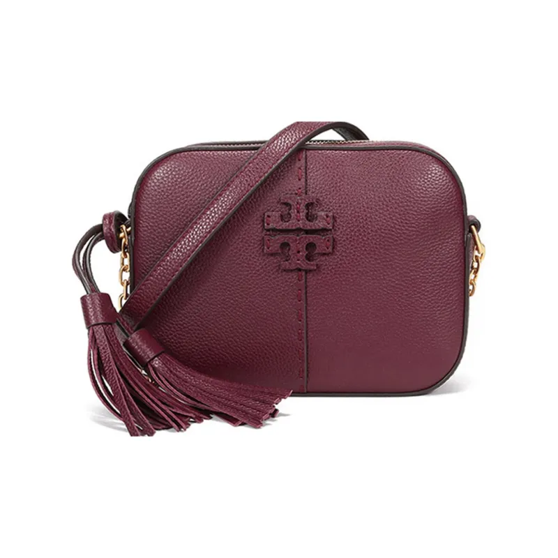 TORY BURCH McGraw Cow Leather Camera Bags Crossbody Bag Shoulder Bag Women's Dark Red-0