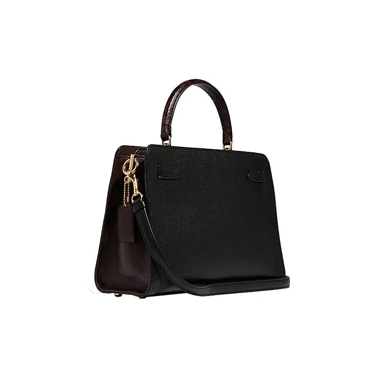 COACH LaneCarryall Leather One Shoulder Handbag, Crossbody Bag Tubas Women's Black-2