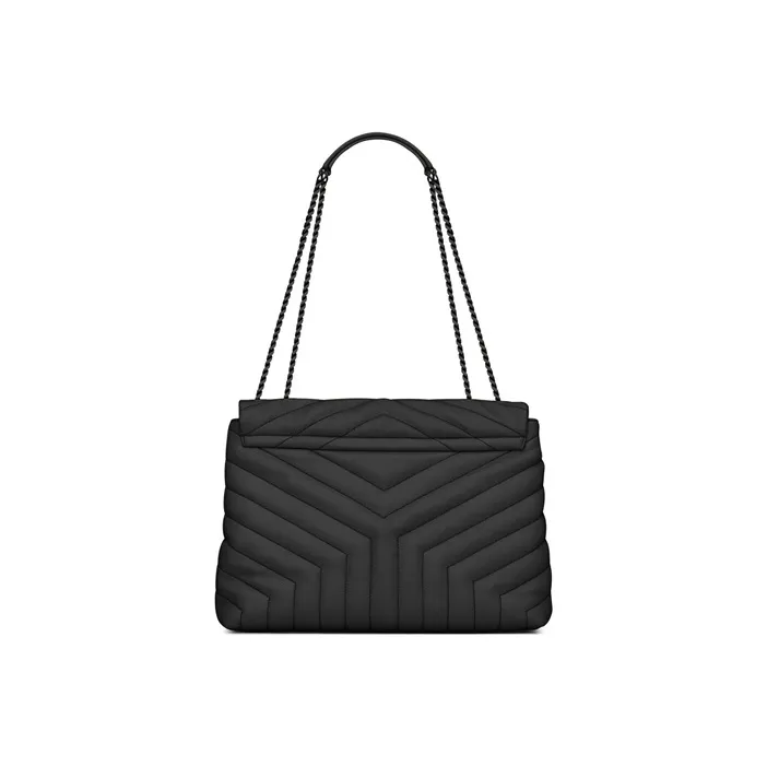 SAINT LAURENT LOULOU Quilted Leather Shoulder Bag, Crossbody Bag Medium Size Women's Black-2