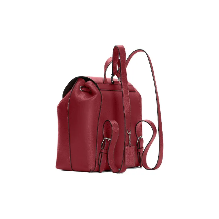 COACH Kleo Leather Backpack Medium Size Women's Cherry Red-1