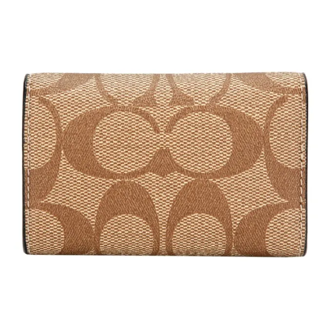COACH Key Case Artificial Leather Key Pouch Unisex Brown Monogram-3