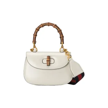 GUCCI Leather Shoulder Bag Crossbody Bag Handbag Small Size Women's White