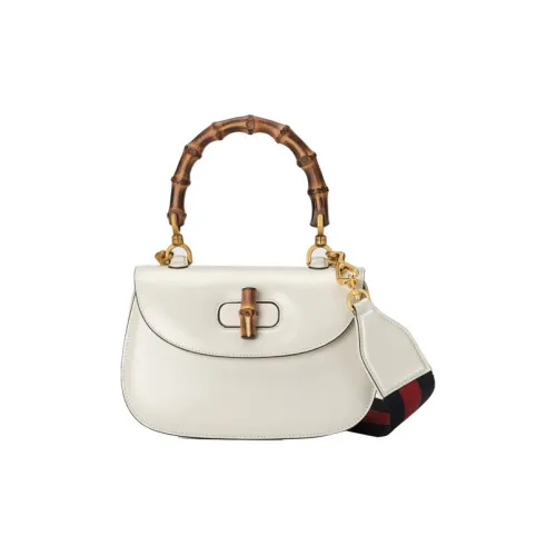 GUCCI Leather Shoulder Bag Crossbody Bag Handbag Small Size Women's White