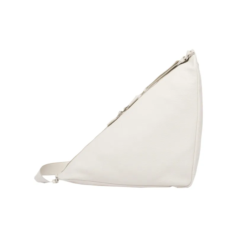 PRADA Triangle Leather Triangle Bag Shoulder Bag Crossbody Bag Men's Chalk White-2