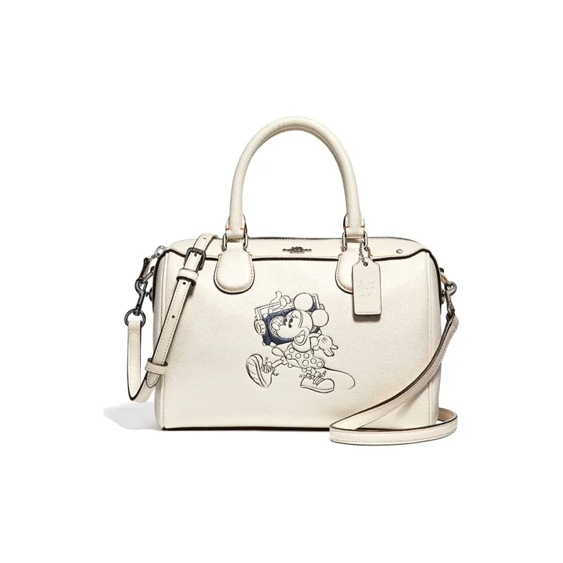 COACH Bennett Leather Boston Bag Shoulder Bag Crossbody Bag Handbags Mini Women's White-0