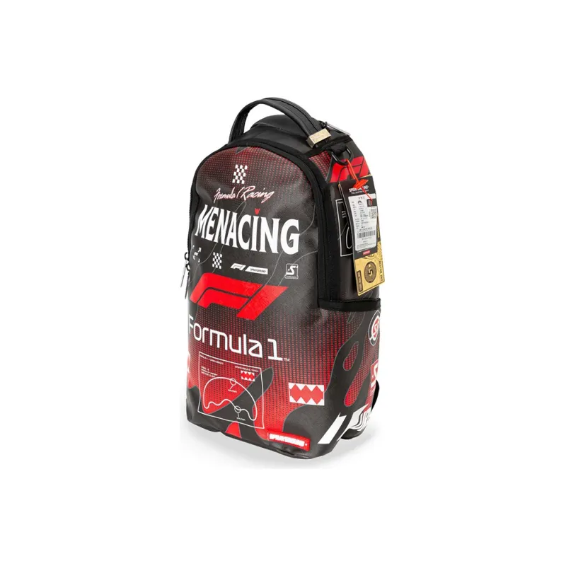 SPRAYGROUND F1 Formula One Collaboration Canvas Backpack Tubas Unisex Black Red Color Scheme-1