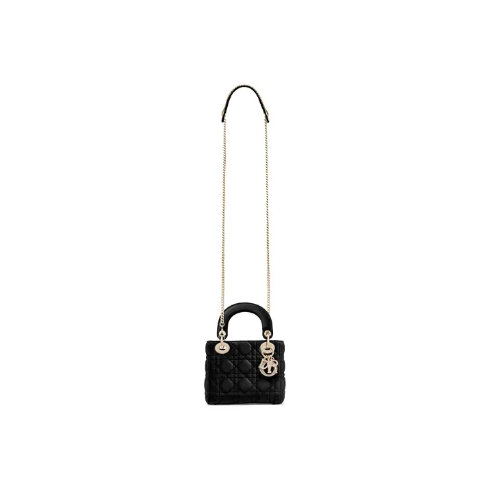 DIOR Lady Dior Velvet Dior Bag Shoulder Bag Crossbody Bag Handbag Mini Women's Black-3