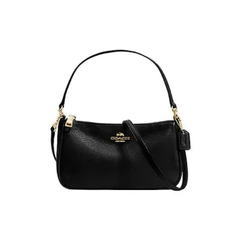 COACH Pebbled Leather Handbag, Shoulder Bag, Crossbody Bag Trumpets Women's Faux Gold/Black