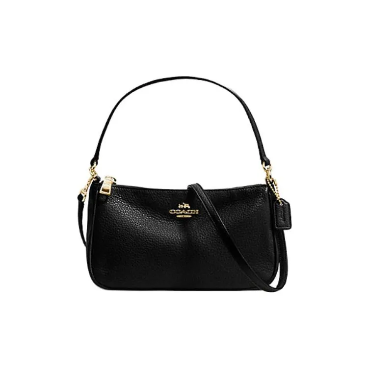 COACH Pebbled Leather Handbag, Shoulder Bag, Crossbody Bag Trumpets Women's Faux Gold/Black-0