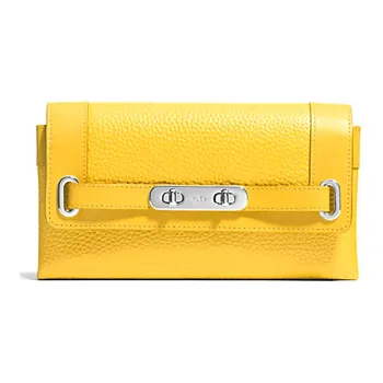 COACH Swagger Leather Wallet Women's Yellow