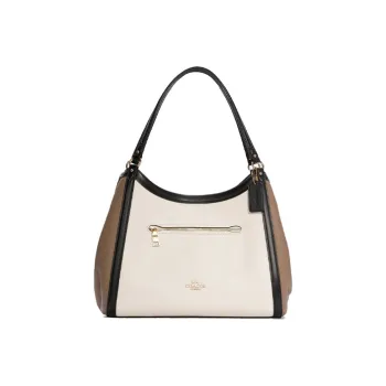 COACH Kristy Leather Bucket Bags Shoulder Bag Crossbody Bag Handbag Large Size Women's Khaki & White