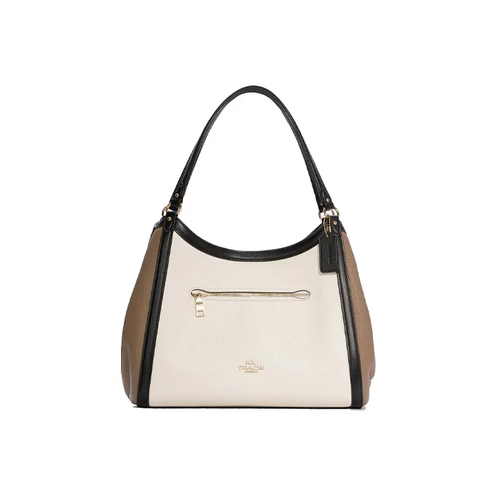 COACH Kristy Leather Bucket Bags Shoulder Bag Crossbody Bag Handbag Large Size Women's Khaki & White-0