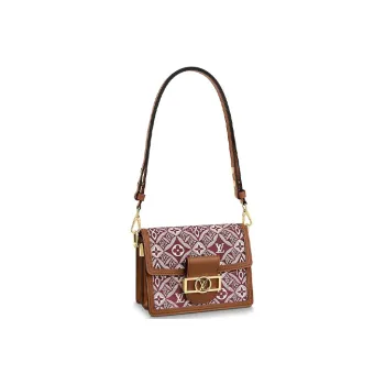 LOUIS VUITTON Dauphine Cow Leather Shoulder Straps Women's Brown Red
