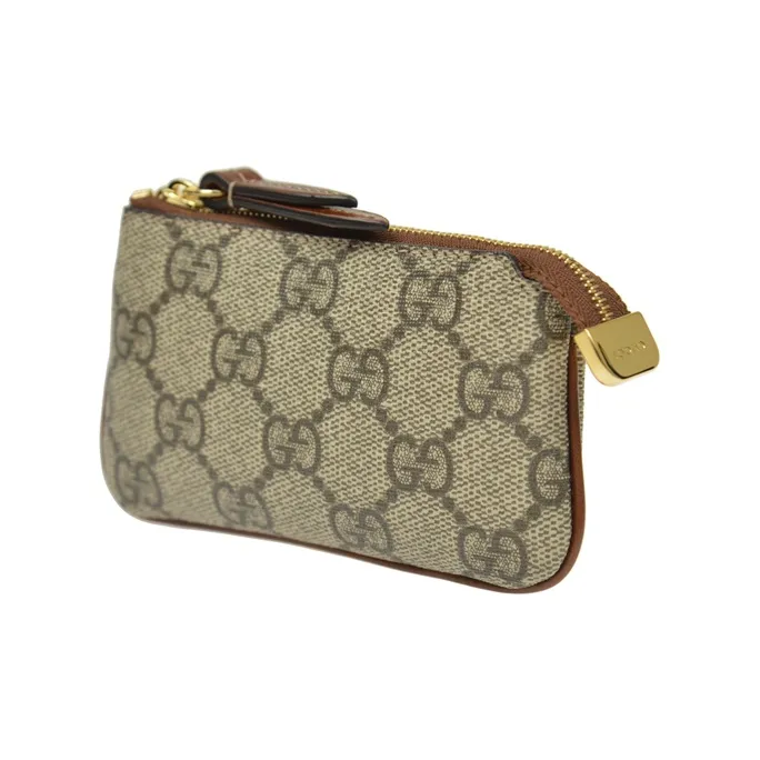 GUCCI Canvas With Leather PVC Key Pouch Coin Purse Regular Unisex Ebony/Brown-1