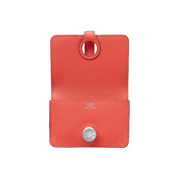 HERMES Dogon Calfskin Short Wallet Coin Purse Women's J9 Blush In Blush Color-1