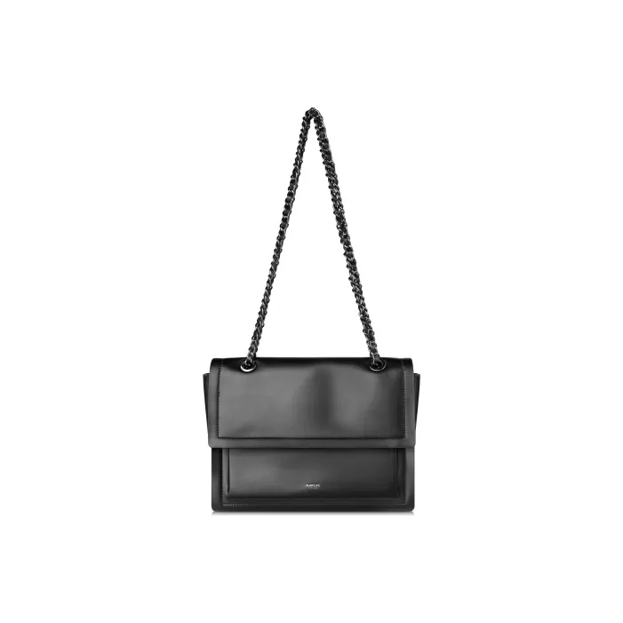 INJOYLIFE Cow Leather Hobo Bag Biker Messenger Bag Shoulder Bag Medium Size Women's Black-0