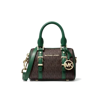 MICHAEL KORS Bedford Leather Multicolor Shoulder Bag, Crossbody Bag, Handbag Mini Women's Dark Brown/Dark Green