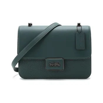 COACH Alie Leather Messenger Bag Small Square Bag Crossbody Bag Medium Size Women's Forest Green