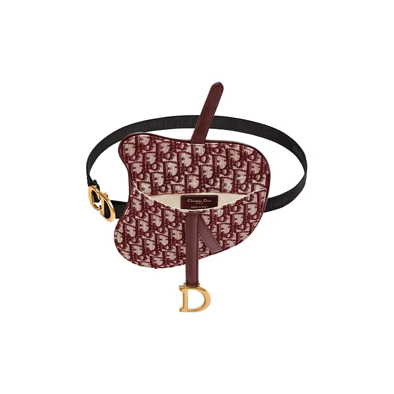 DIOR Saddle Cow Leather Saddle Bag Fanny Pack Women's Burgundy-2