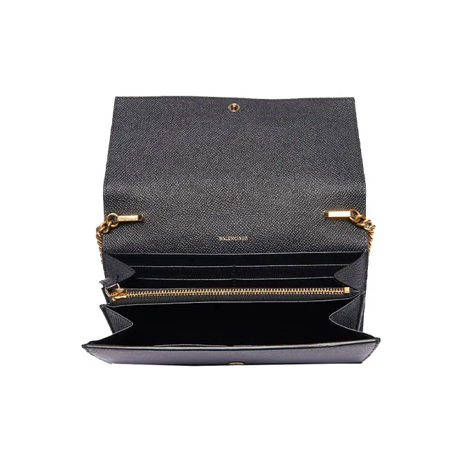 Balenciaga Ville Cow Leather Wallet Crossbody Bag Women's Black-2