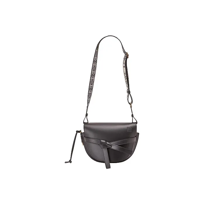 LOEWE Gate Cow Leather Patchwork Suede Handheld Shoulder Bag Crossbody Bag Small Size Women's Black-1