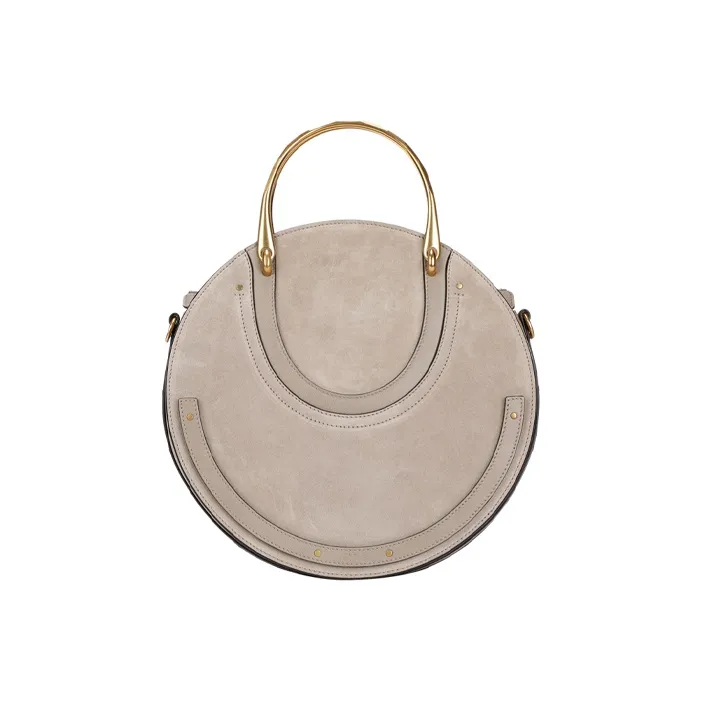 Chloe Cow Leather One Shoulder Handbag Crossbody Bag Medium Size Women's Gray-2